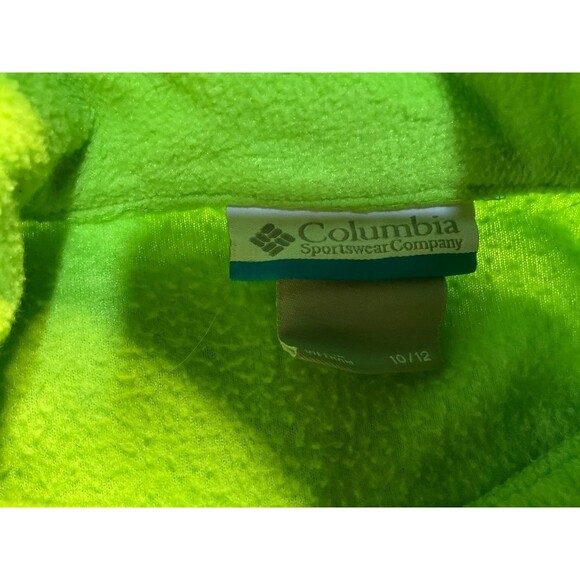 Columbia Fleece Jacket Girls Size 10/12 Green Full Zip Long Sleeve Mock Neck - Picture 3 of 4